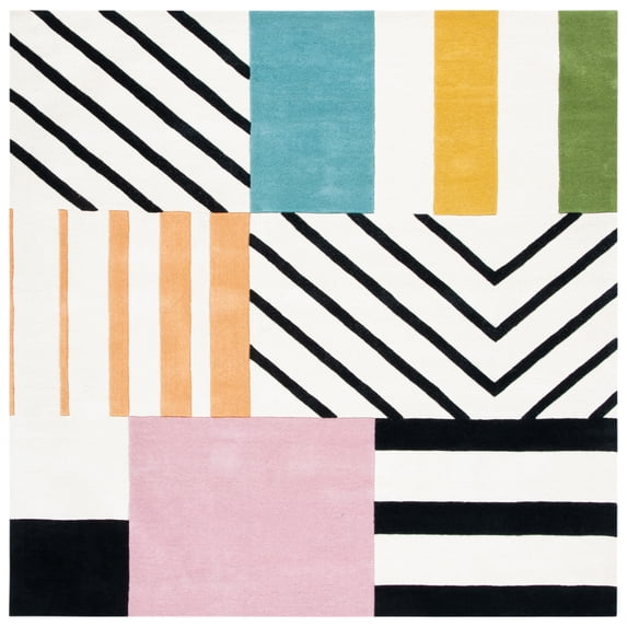 SAFAVIEH Fifth Avenue Bronagh Geometric Area Rug, Ivory/Black, 3' x 3' Square