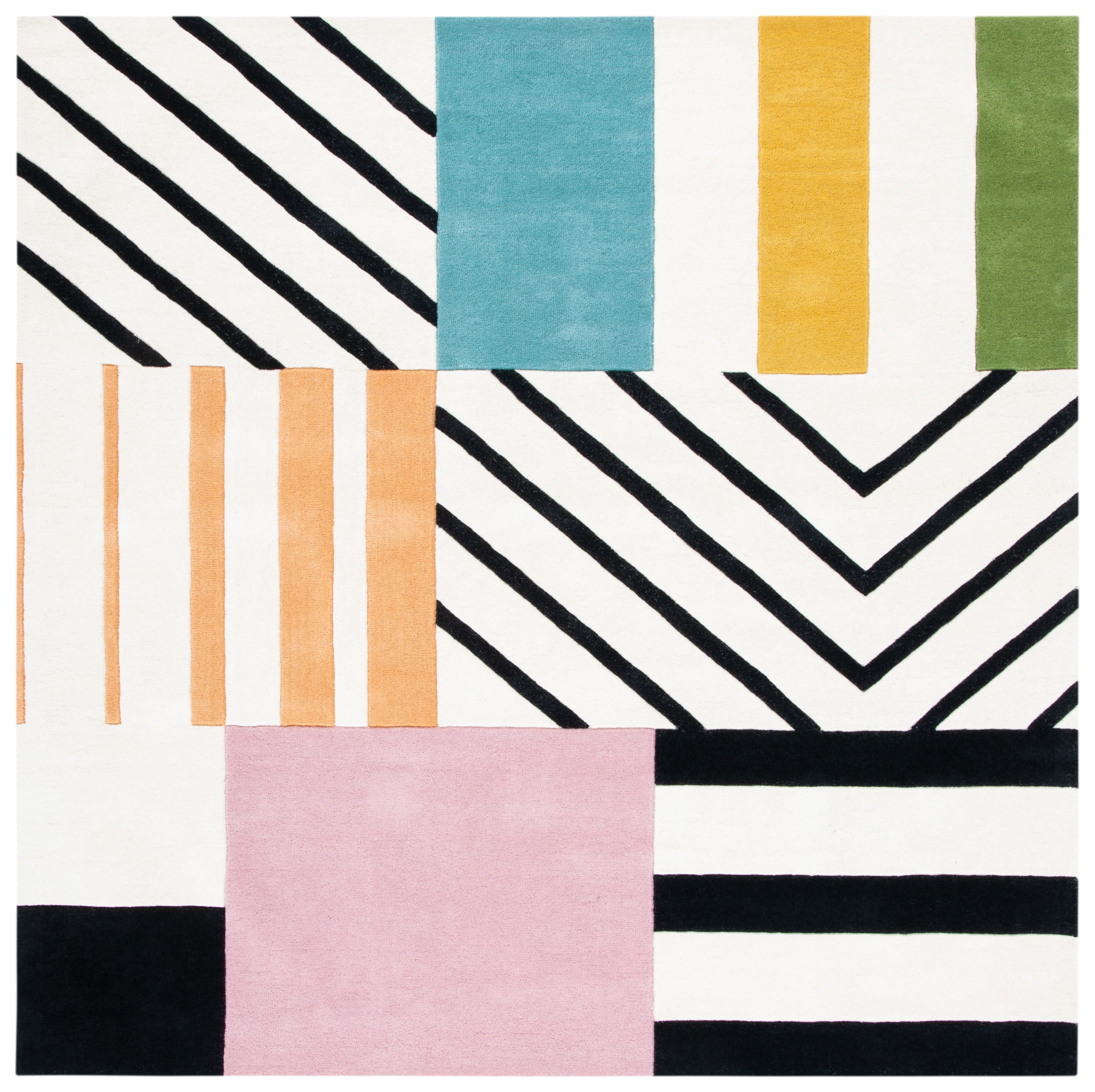 Fifth Avenue Black and Ivory Hand-Tufted Wool Rug
