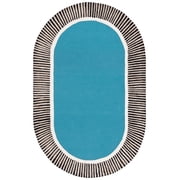 SAFAVIEH Fifth Avenue Clotilda Bordered Area Rug, Blue/Black, 6' x 9' Oval