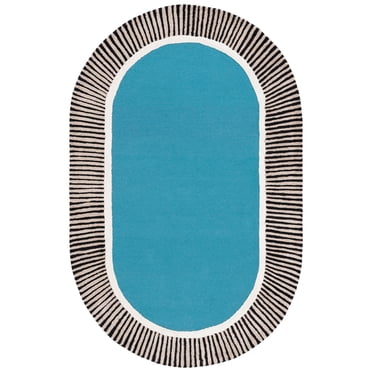 SAFAVIEH Fifth Avenue Clotilda Bordered Area Rug, Blue/Black, 6' x 9' Oval