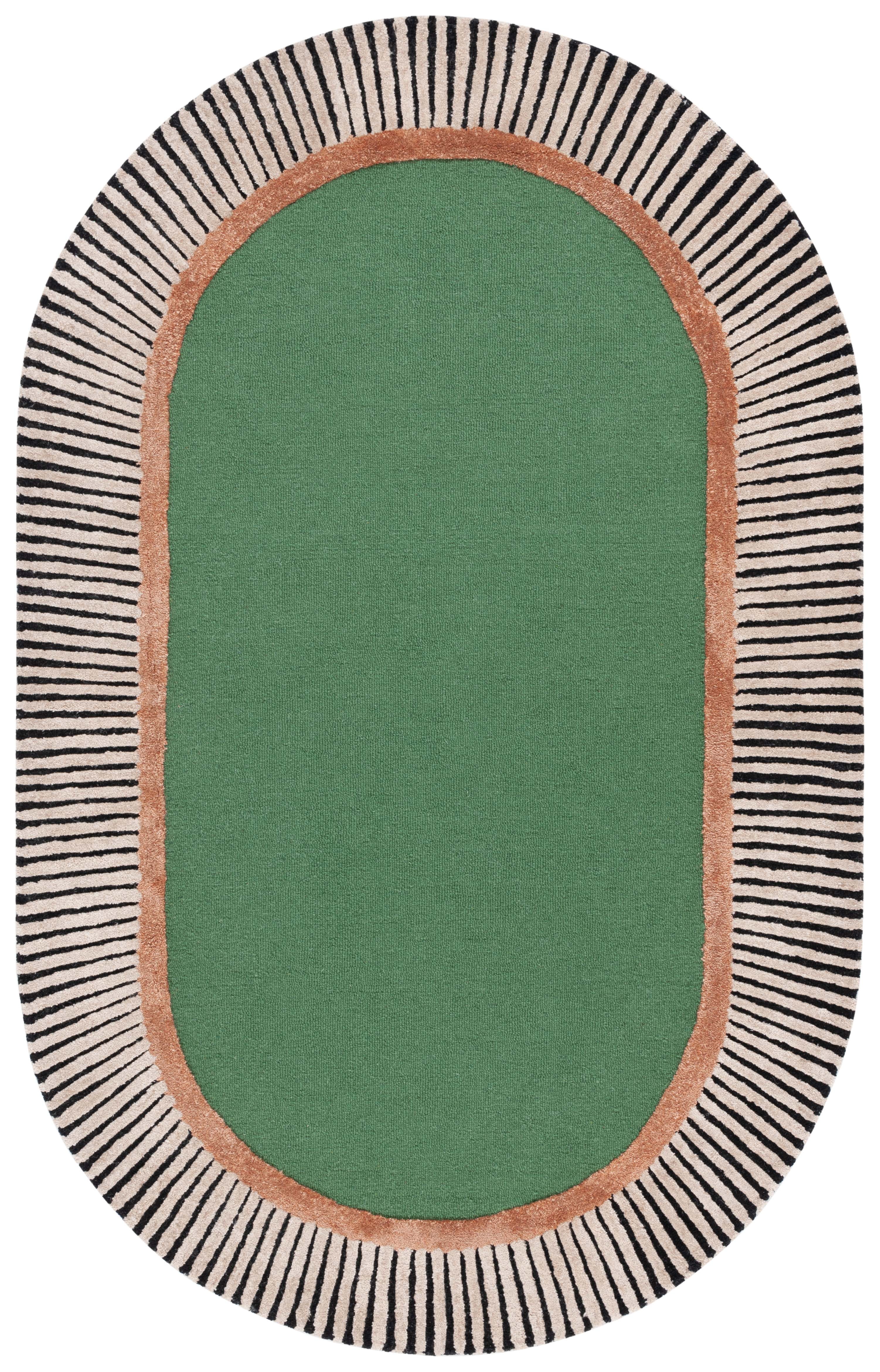 SAFAVIEH Fifth Avenue Clotilda Bordered Area Rug, Green/Black, 5' x 8' Oval