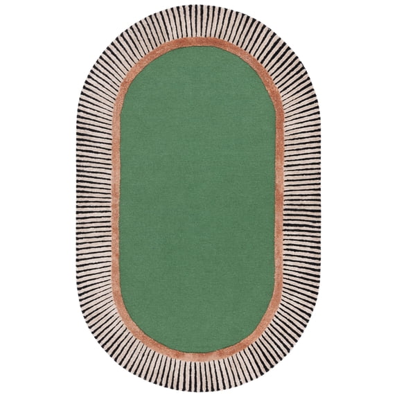 SAFAVIEH Fifth Avenue Clotilda Bordered Area Rug, Green/Black, 5' x 8' Oval