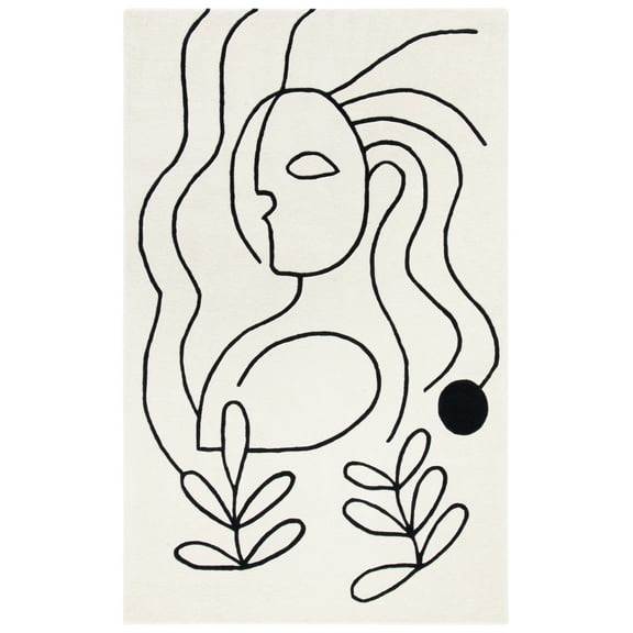 SAFAVIEH Fifth Avenue Dawson Abstract Area Rug, Ivory/Black, 5' x 8'