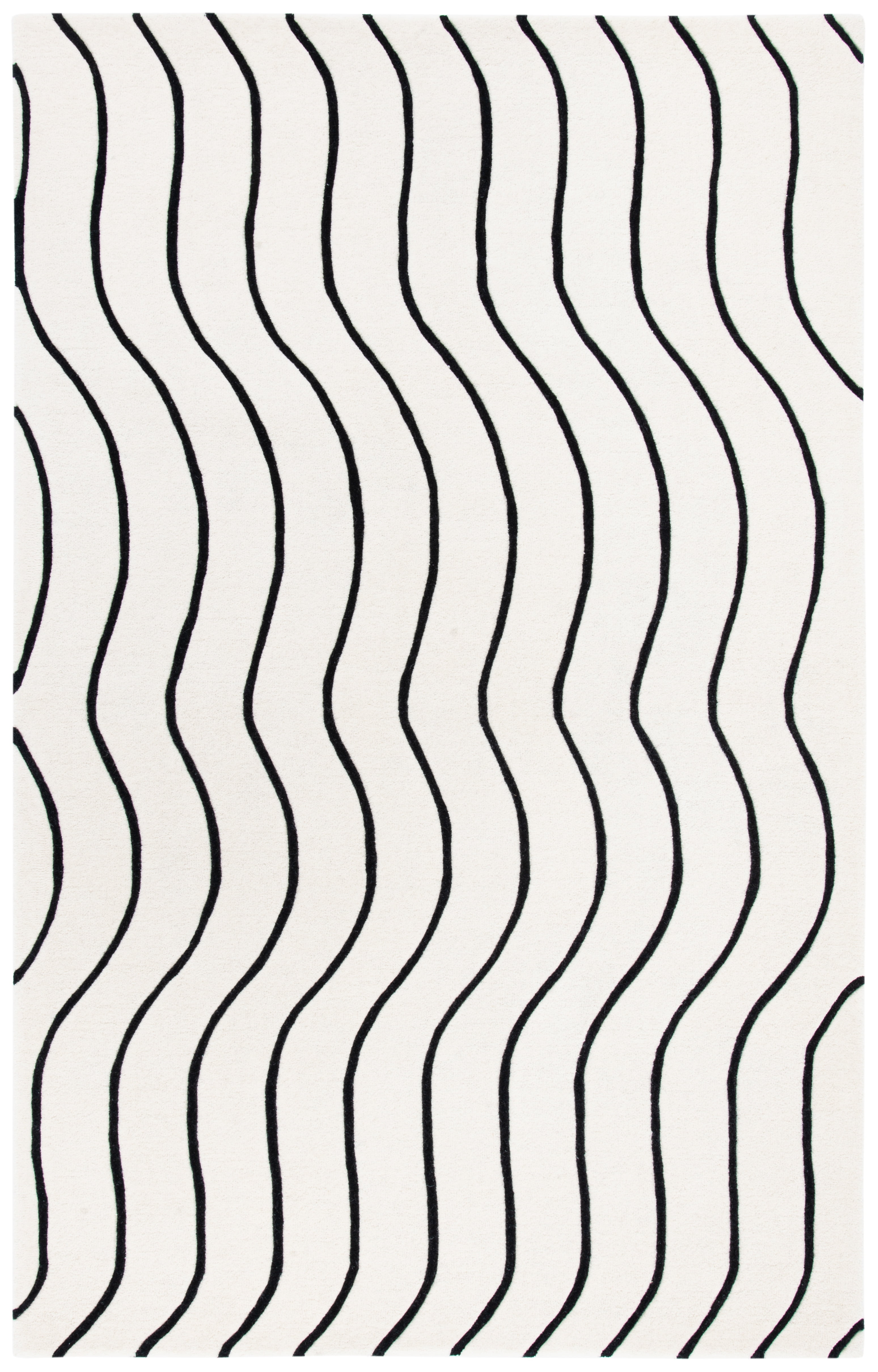 Ivory Geometric Hand Tufted Round Wool & Silk Rug, 47"