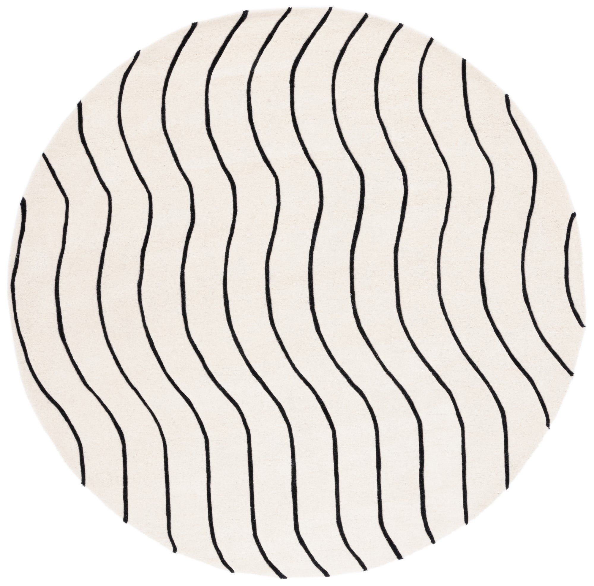 SAFAVIEH Fifth Avenue Dayna Geometric Area Rug, Ivory/Black, 7' x 7' Round