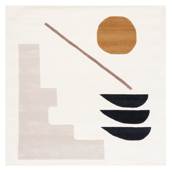 SAFAVIEH Fifth Avenue Deacon Abstract Area Rug, Ivory/Brown, 5' x 5' Square
