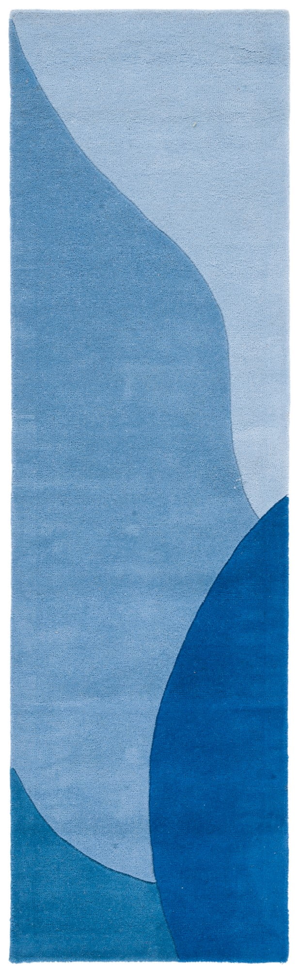 Handmade Mid-Century Modern Abstract Blue Wool Runner Rug - 2'3" x 10'
