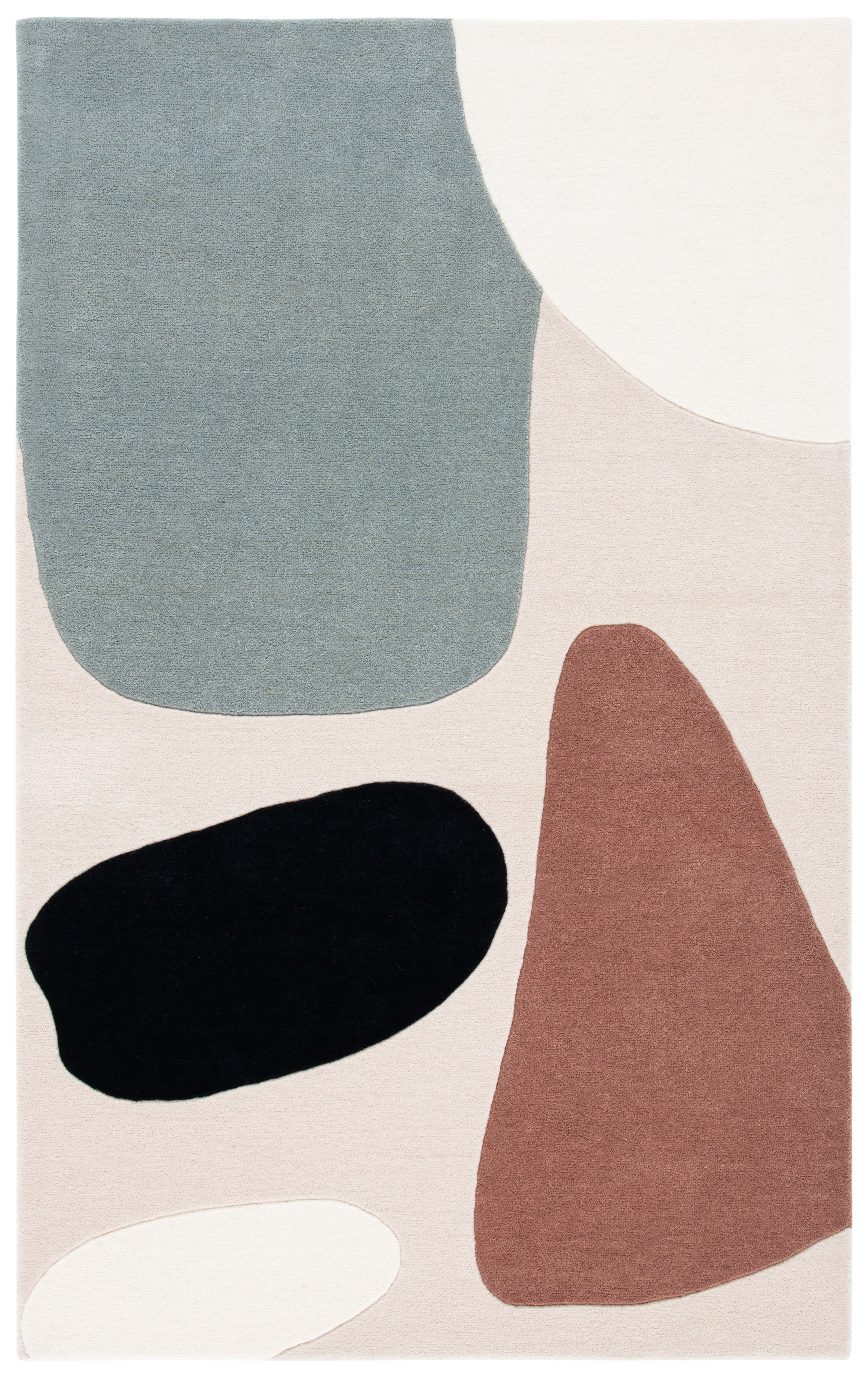 Art Deco Inspired Handmade Black Wool Rectangular Rug
