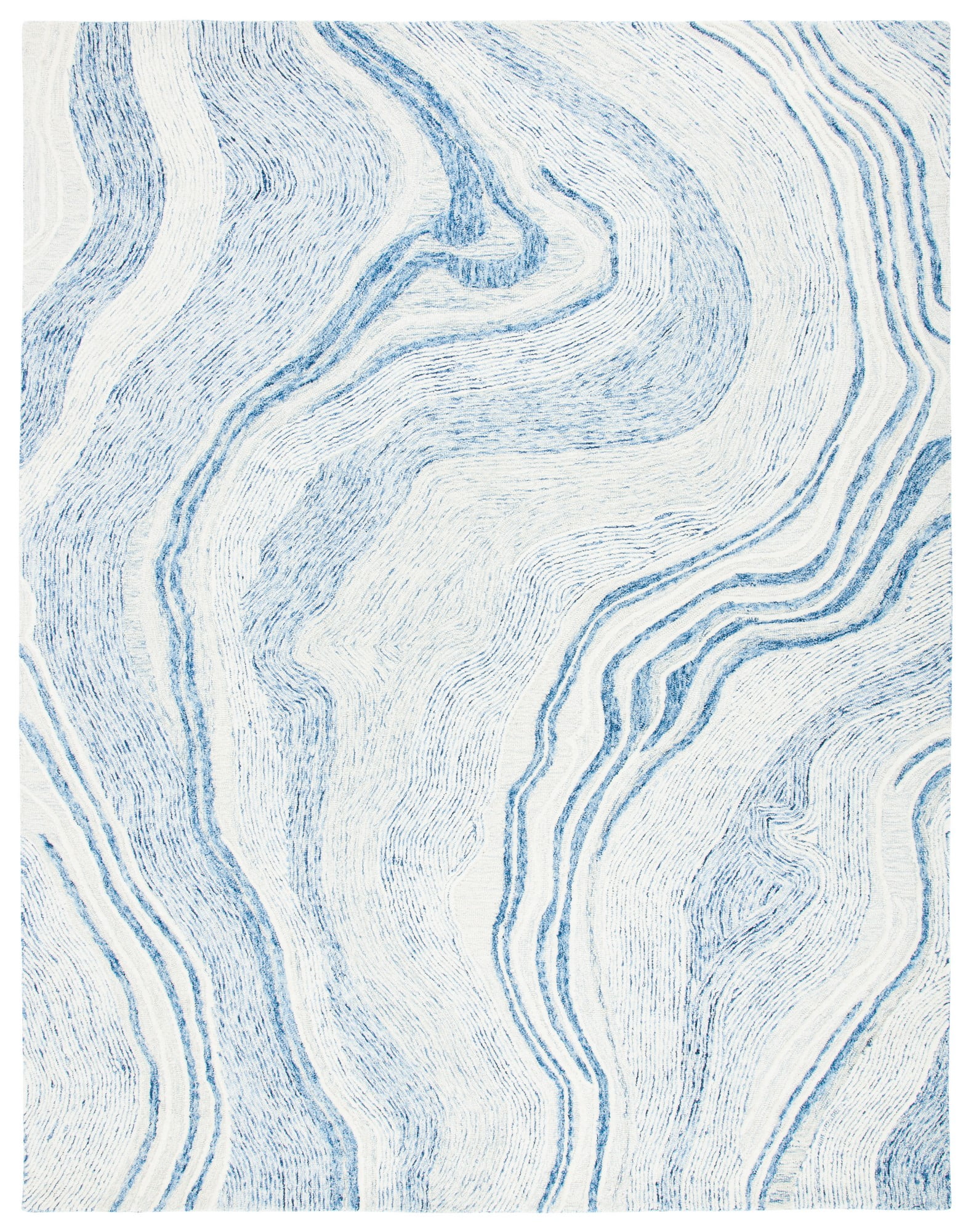 Ivory Abstract Art Deco 9' x 12' Handmade Wool Area Rug