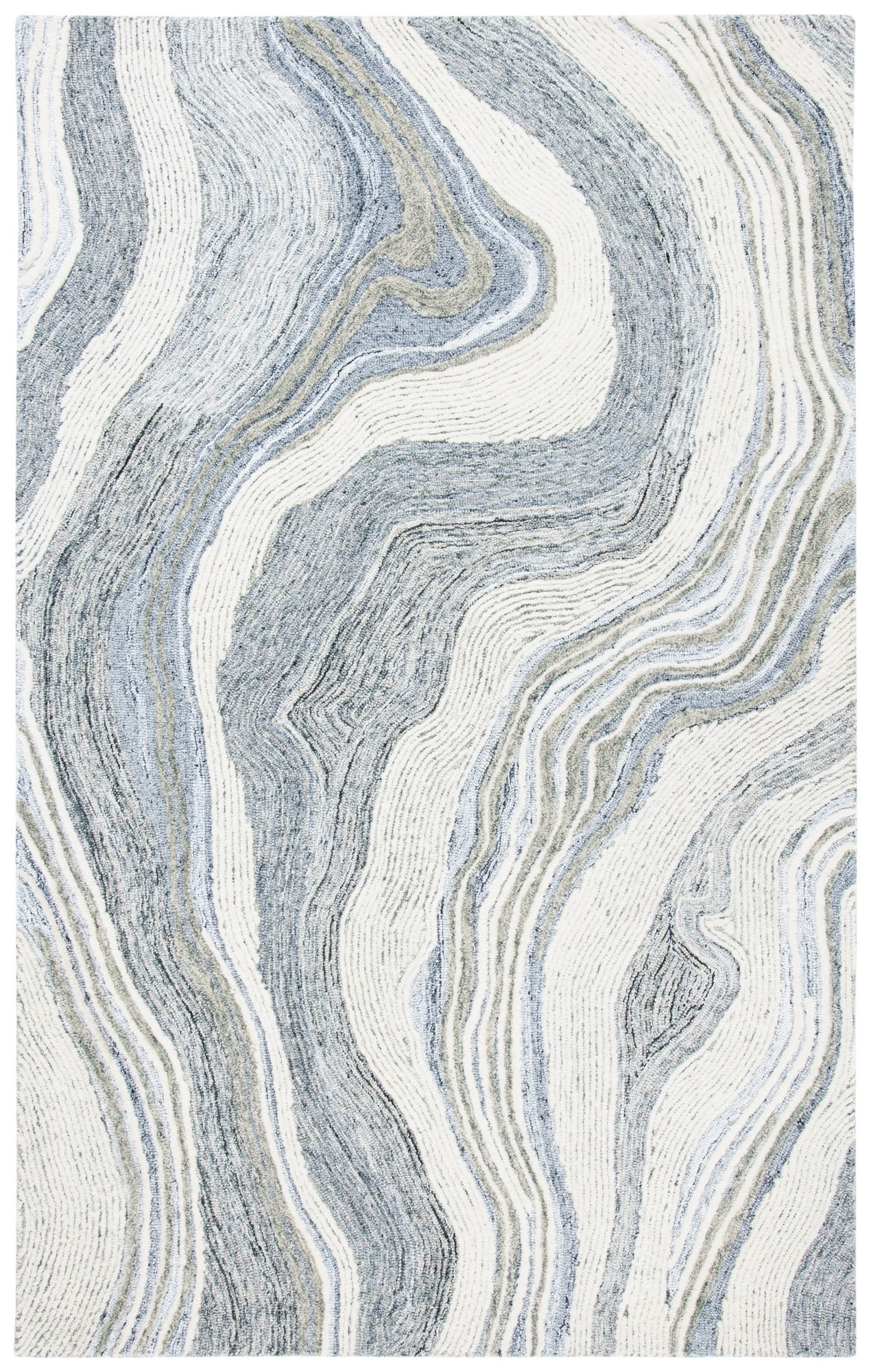 Mid-Century Modern Abstract Gray Wool 3'x5' Hand-Tufted Rug