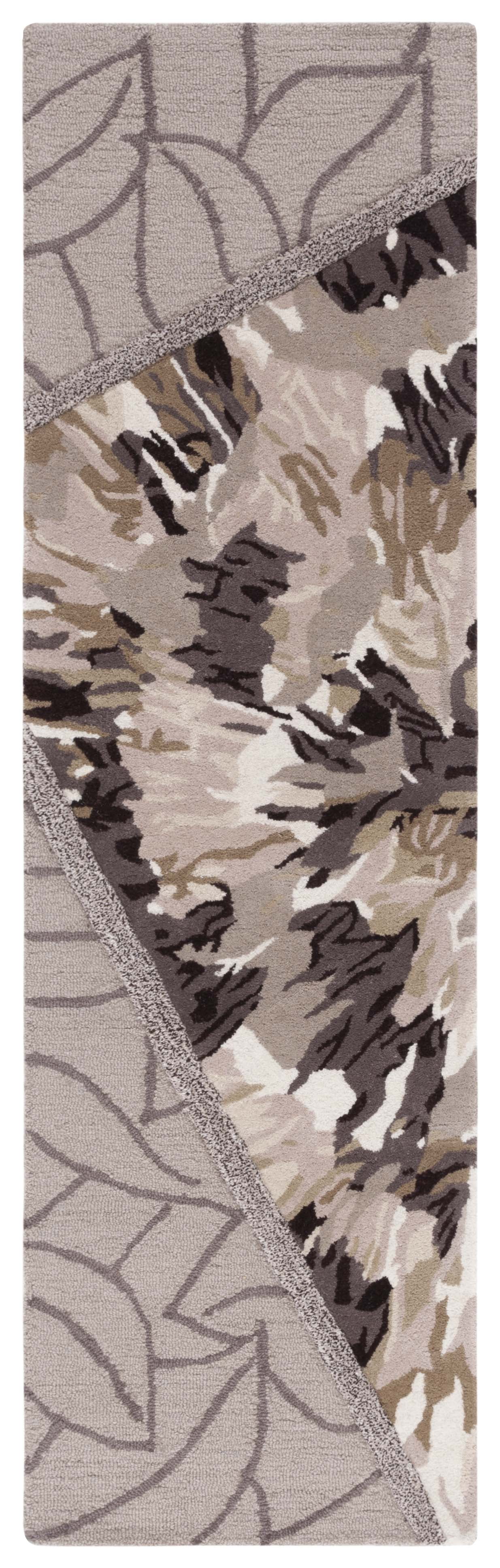 Beige and Brown Wool Tufted Runner Rug, 2'3" x 8'