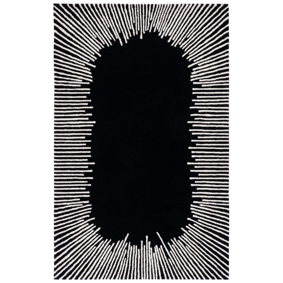 SAFAVIEH Fifth Avenue Declan Abstract Area Rug, Black/Ivory, 5' x 5' Square