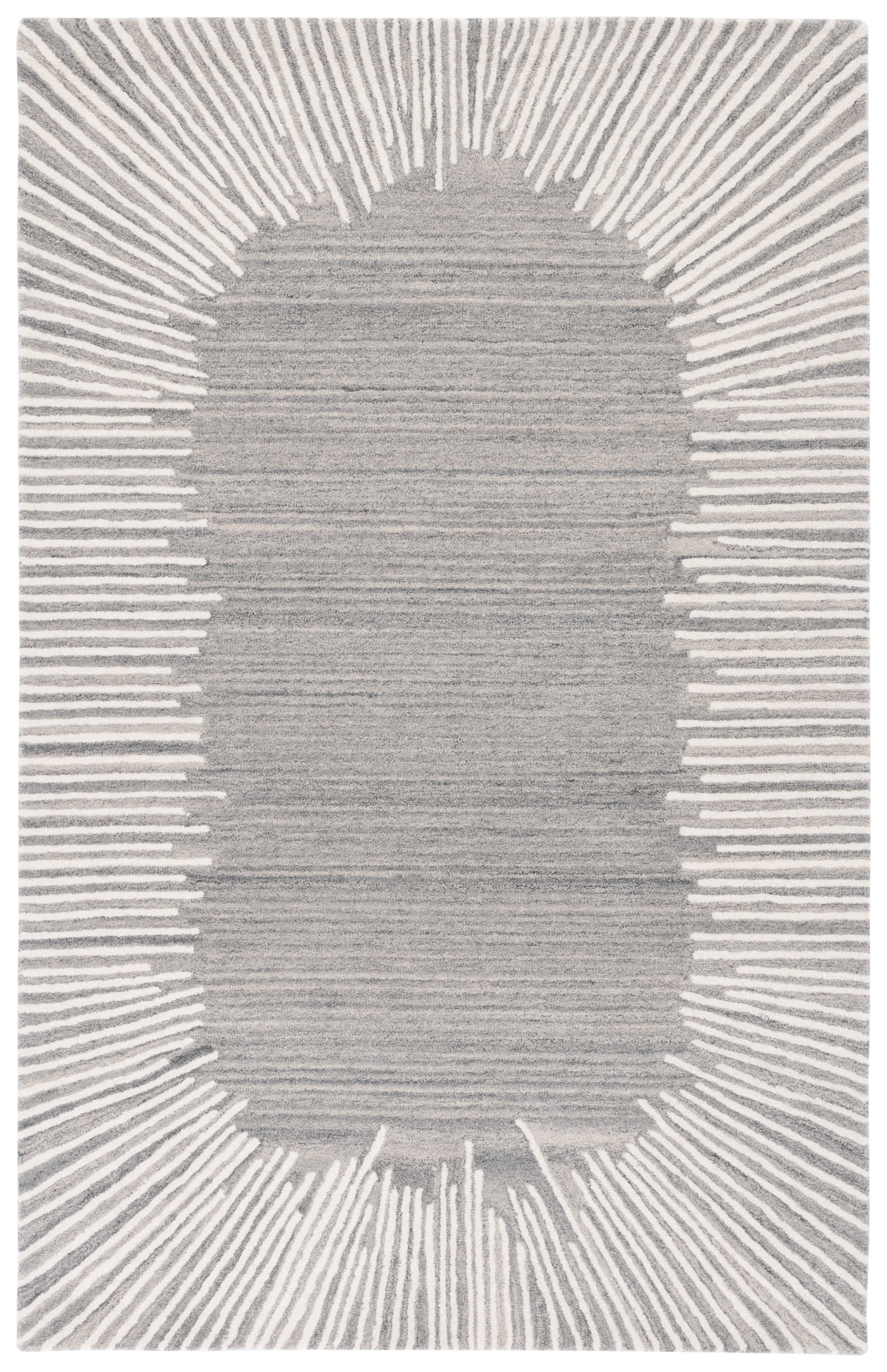 Artisan Grey & Ivory Wool-Silk Blend 5' Square Tufted Rug