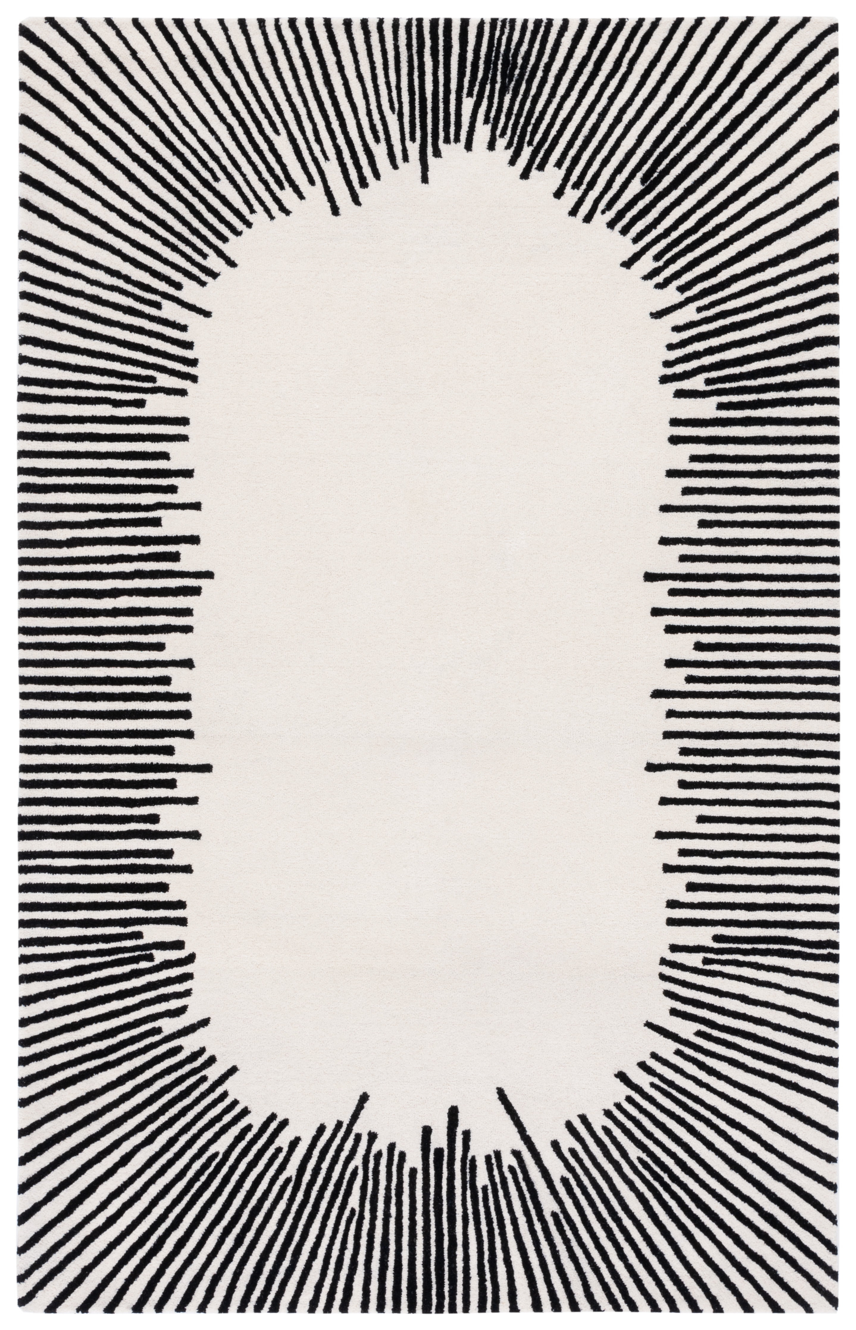 SAFAVIEH Fifth Avenue Declan Abstract Area Rug, Ivory/Black, 5' x 5' Square