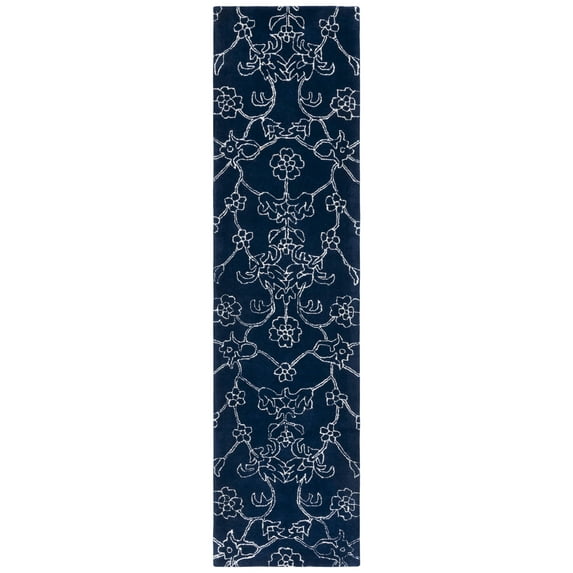 SAFAVIEH Fifth Avenue Deena Floral Runner Rug, Navy/Ivory, 2'3" x 9'