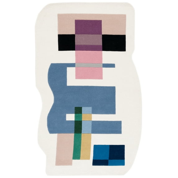 SAFAVIEH Fifth Avenue Delice Abstract Area Rug, Ivory/Blue, 6' x 9'