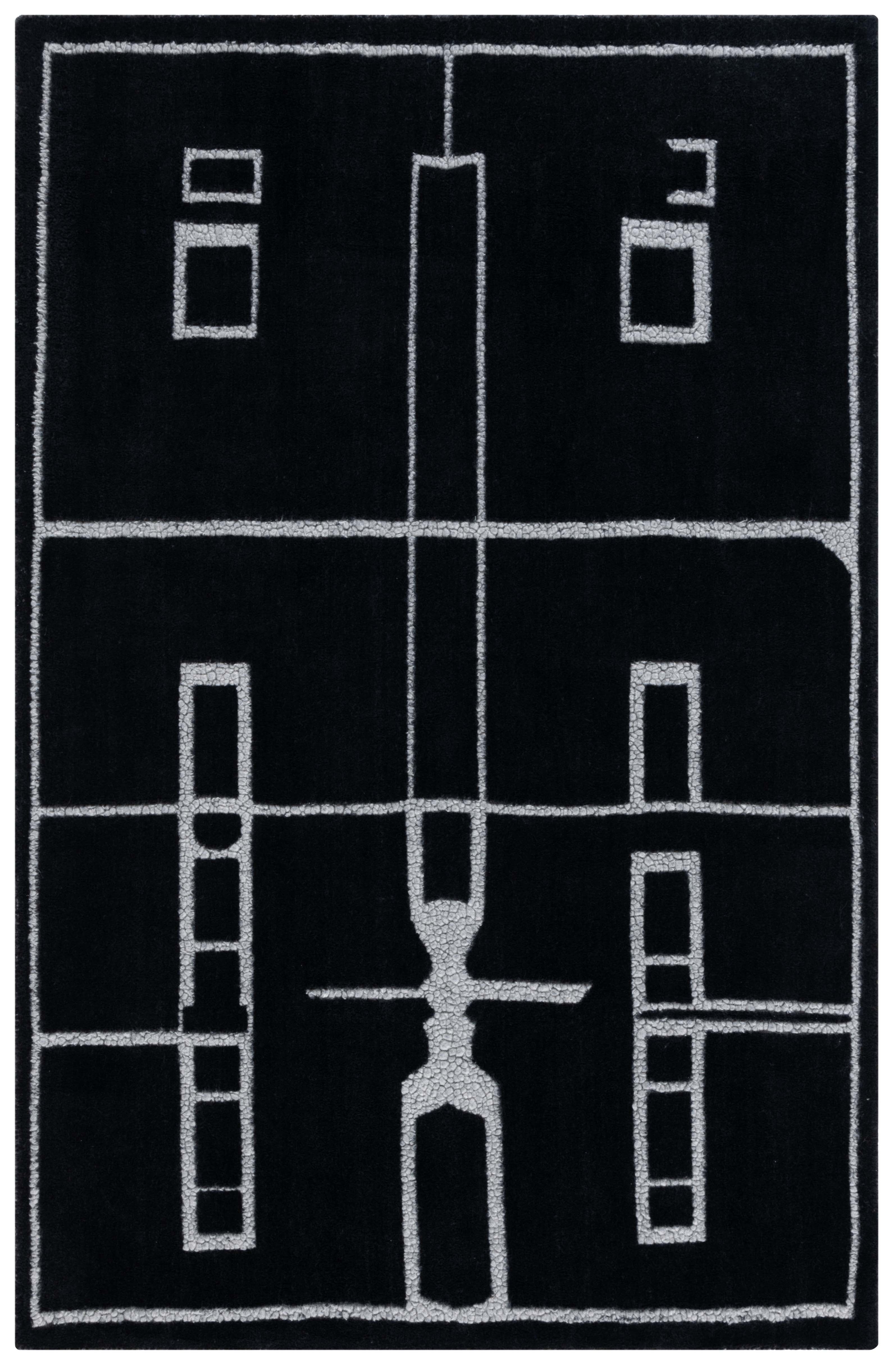 SAFAVIEH Fifth Avenue Della Abstract Area Rug, Black/Ivory, 4' x 6'