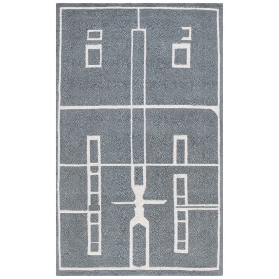 SAFAVIEH Fifth Avenue Della Abstract Area Rug, Grey/Ivory, 6' x 6' Square