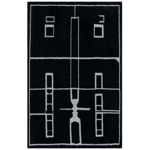 SAFAVIEH Fifth Avenue Della Abstract Runner Rug, Black/Ivory, 2'3" x 8'