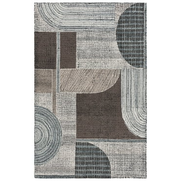Tapis Salon Et Chambre Fait à La Main En Laine Motif Floral Paeonia Couleur Beige, Corail , Bleu