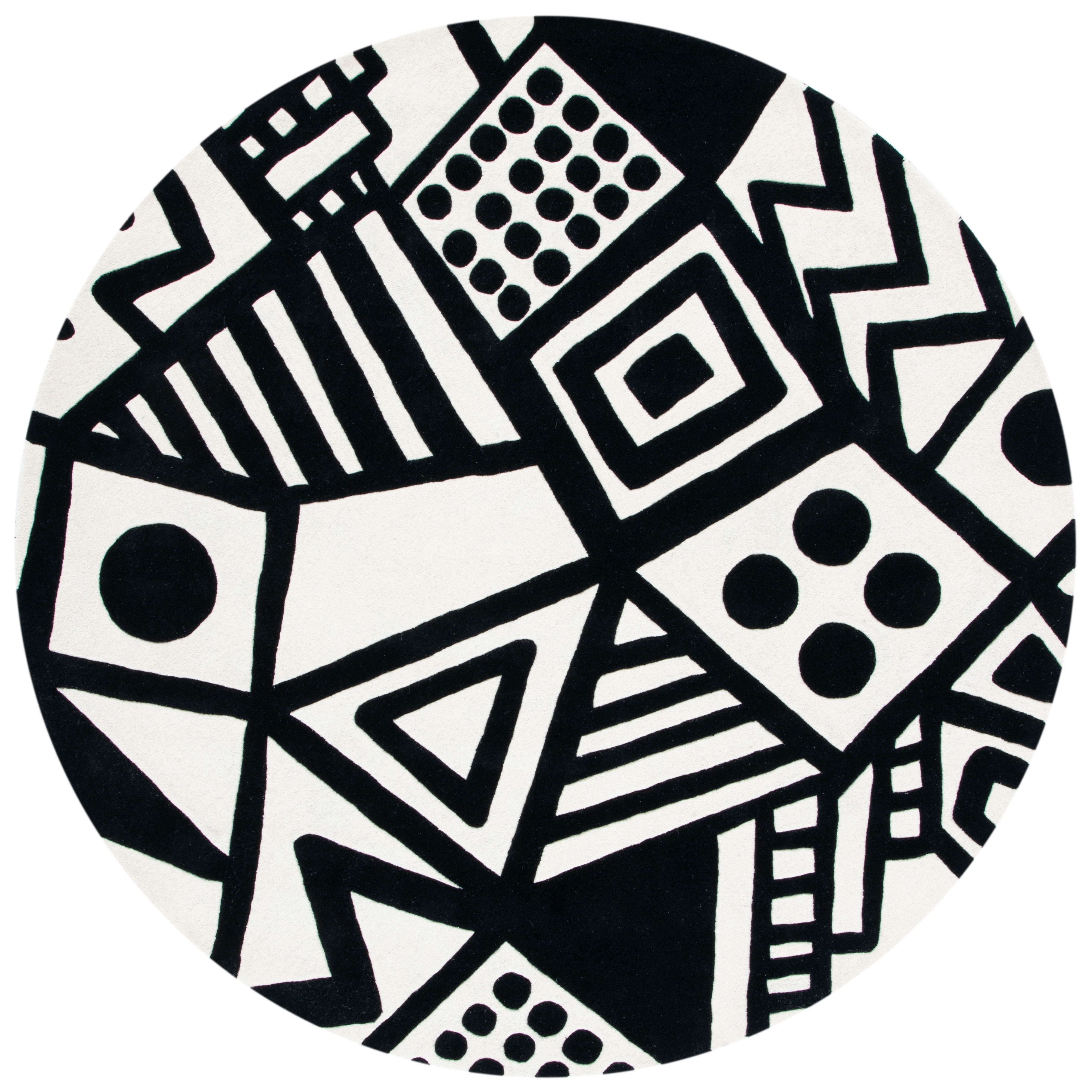 SAFAVIEH Fifth Avenue Isibeal Abstract Wool Area Rug, 7' x 7' Round ...