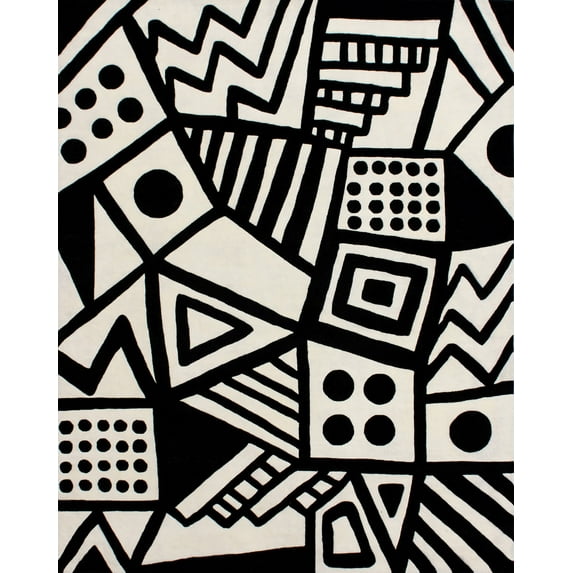 SAFAVIEH Fifth Avenue Isibeal Geometric Area Rug, Ivory/Black, 6' x 9'