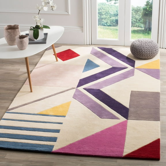 SAFAVIEH Fifth Avenue Jewell Geometric Area Rug, Ivory/Purple, 4' x 6'