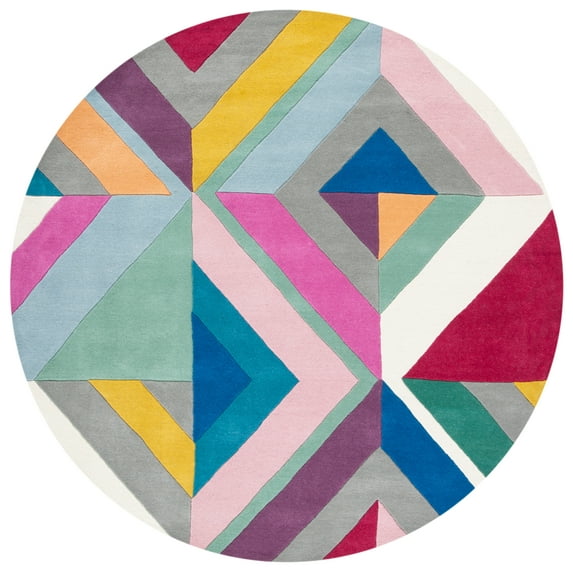 SAFAVIEH Fifth Avenue Weldon Geometric Area Rug, Grey/Multi, 7' x 7' Round