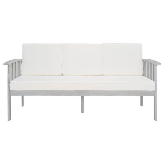 SAFAVIEH Finnick Outdoor Patio Sofa Bench, Grey/Beige
