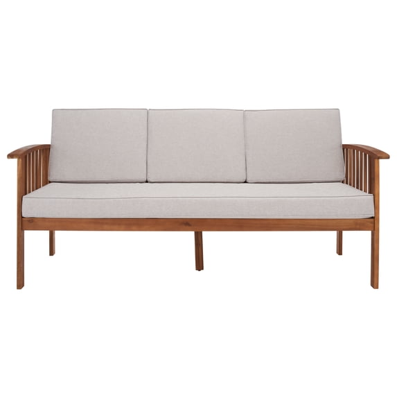 SAFAVIEH Finnick Outdoor Patio Sofa Bench, Natural/Light Grey