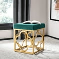 thumbnail image 1 of SAFAVIEH Fleur Geometric Glam Square Ottoman, Emerald, 1 of 7