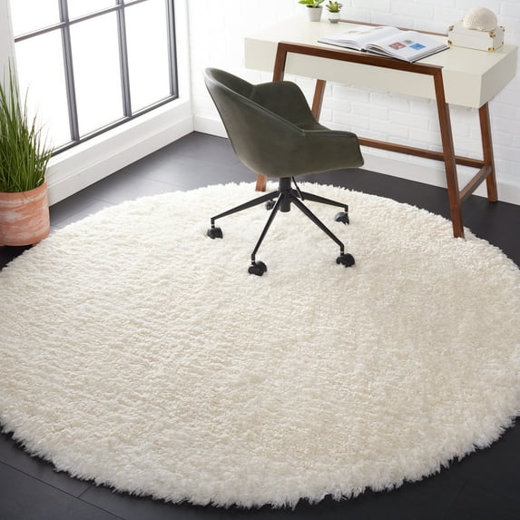 Safavieh Flokati Augustin Solid Shag Area Rug, Ivory, 5'3" x 7'6" Oval