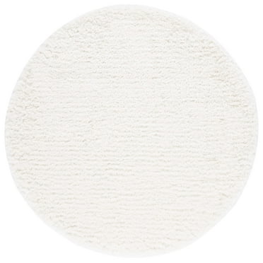SAFAVIEH Flokati Augustin Solid Shag Area Rug, Ivory, 6'7" x 6'7" Round