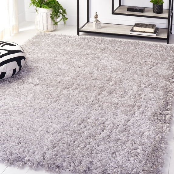 Safavieh Flokati Augustin Solid Shag Area Rug, Silver, 4' x 6'