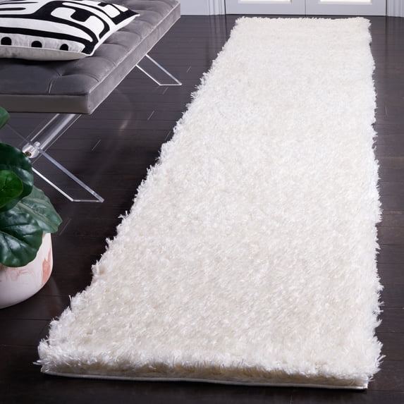 Safavieh Flokati Augustin Solid Shag Runner Rug, Ivory, 2'3" x 10'