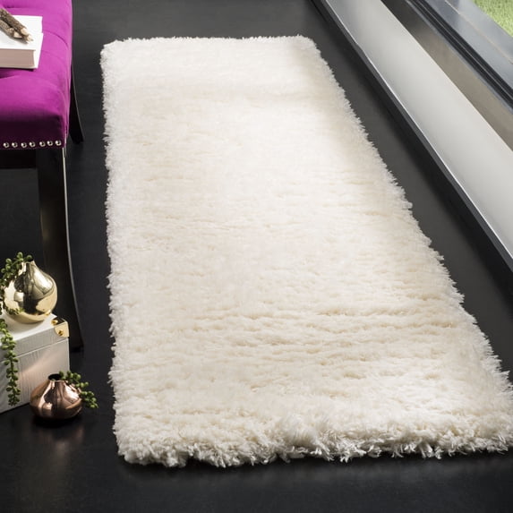 Safavieh Flokati Augustin Solid Shag Runner Rug, Ivory, 2'3" x 8'