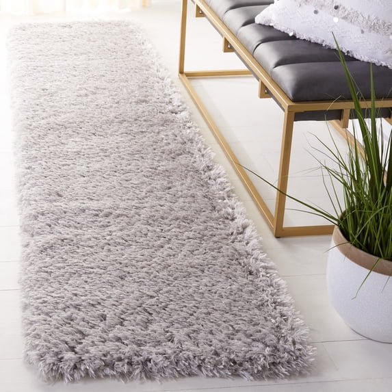 Safavieh Flokati Augustin Solid Shag Runner Rug, Silver, 2'3" x 6'