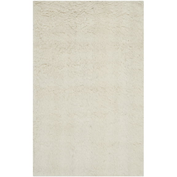 SAFAVIEH Flokati Gisselle Solid Wool Shag Area Rug, Ivory, 3' x 5'