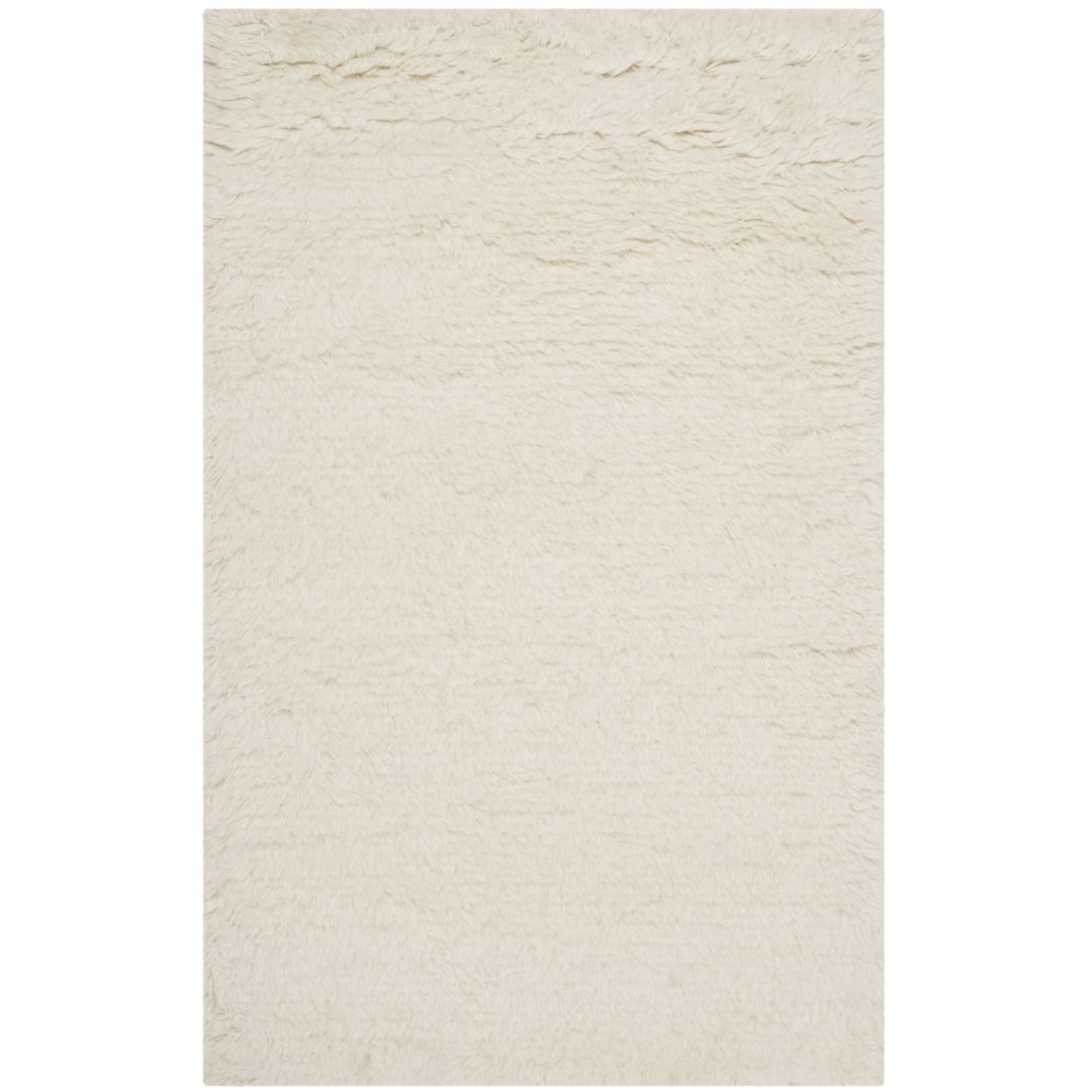 Ivory Hand-Tufted Wool Shag Rug, 2'6" x 4'
