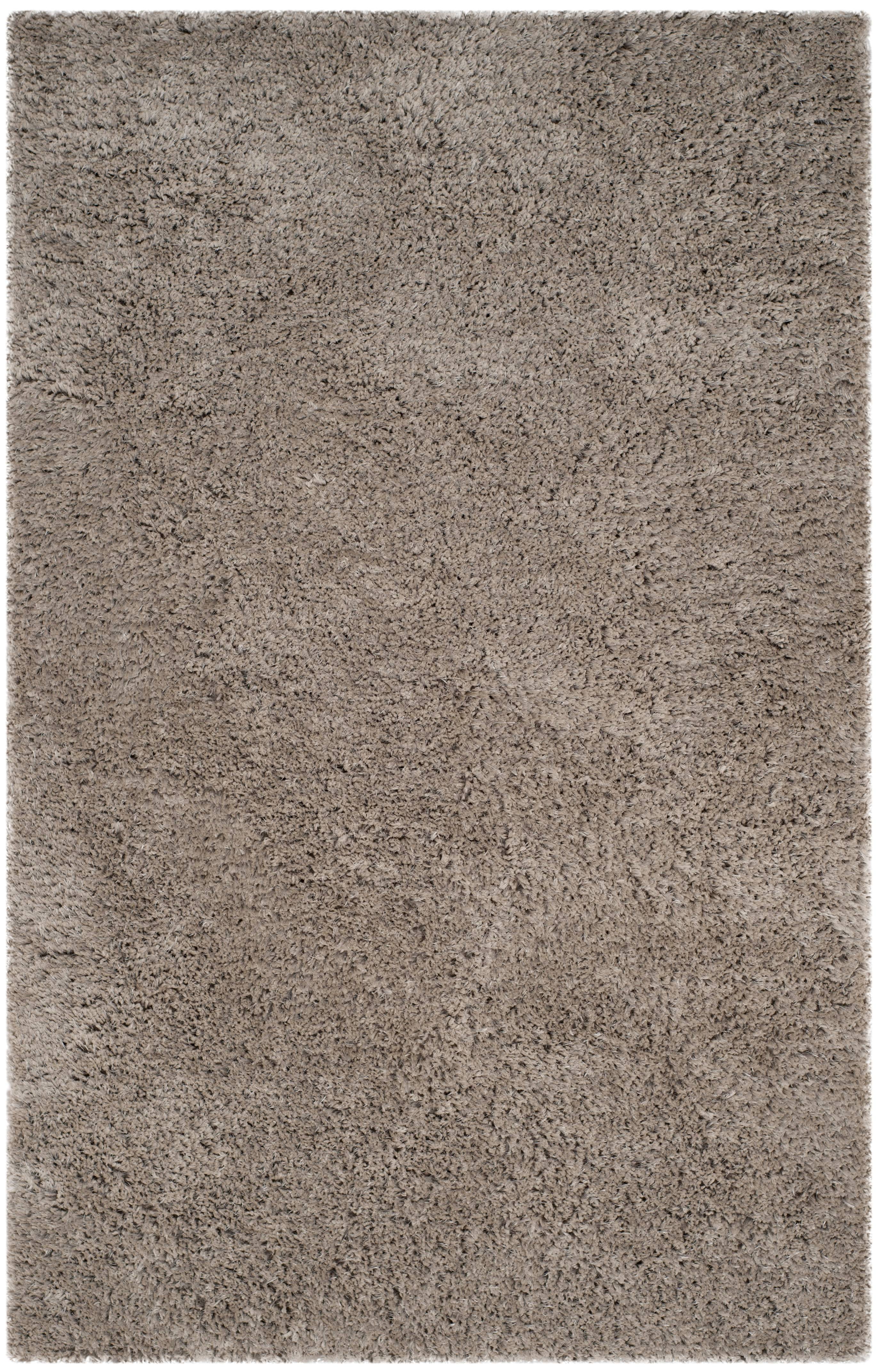 Silver Hand-Tufted Rectangular Shag Area Rug, 5' x 8'
