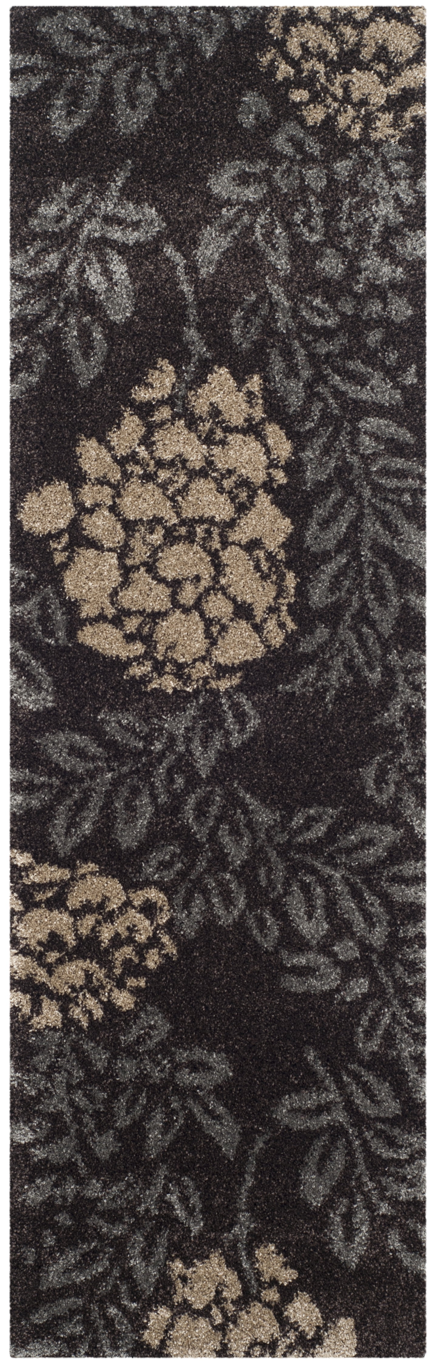 SAFAVIEH Florida Benton Geometric Shag Runner Rug, Dark Brown/Grey, 2'3" x 7'
