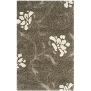SAFAVIEH Florida Davin Floral Shag Area Rug, Smoke/Beige, 2'3" x 4'