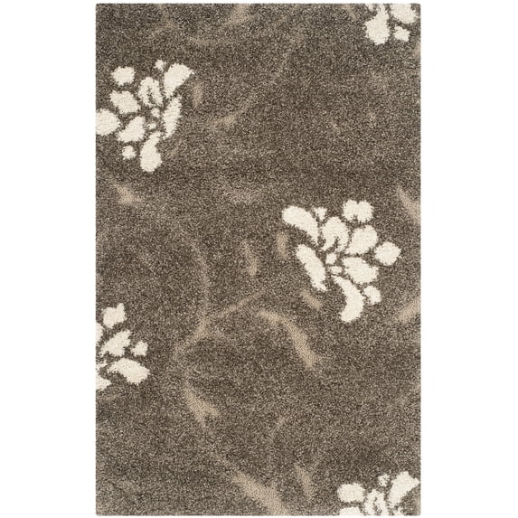 SAFAVIEH Florida Davin Floral Shag Area Rug, Smoke/Beige, 2'3" x 4'