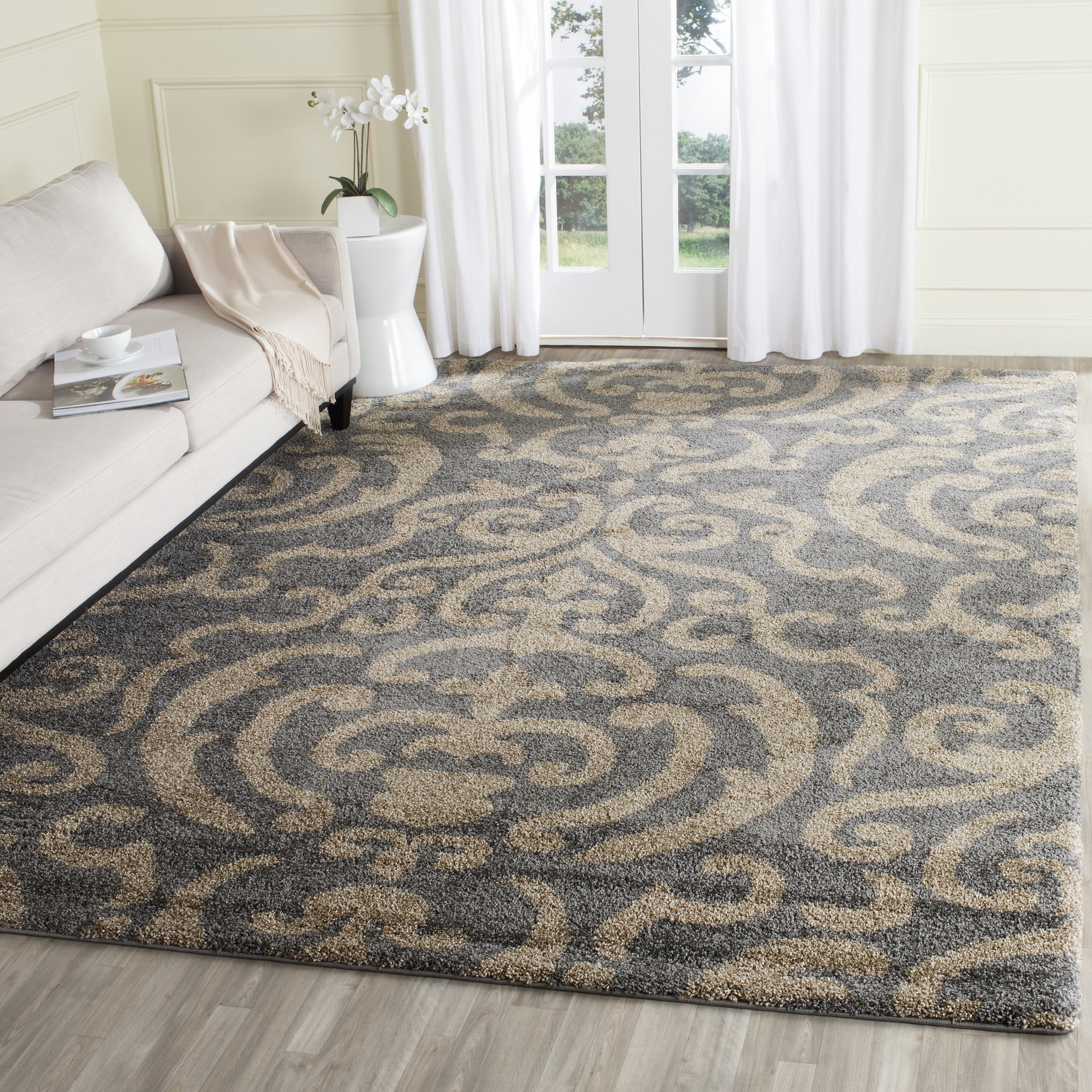 Gray and Beige 8' x 10' Shag Area Rug