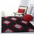 thumbnail image 1 of SAFAVIEH Florida Declan Geometric Shag Area Rug, Black/Red, 6' x 9', 1 of 11