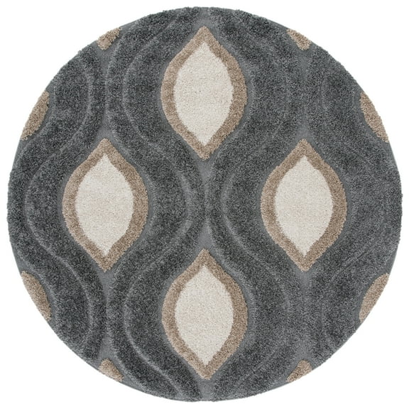SAFAVIEH Florida Declan Geometric Swirls Shag Area Rug, Blue/Ivory, 6'7" x 6'7" Square