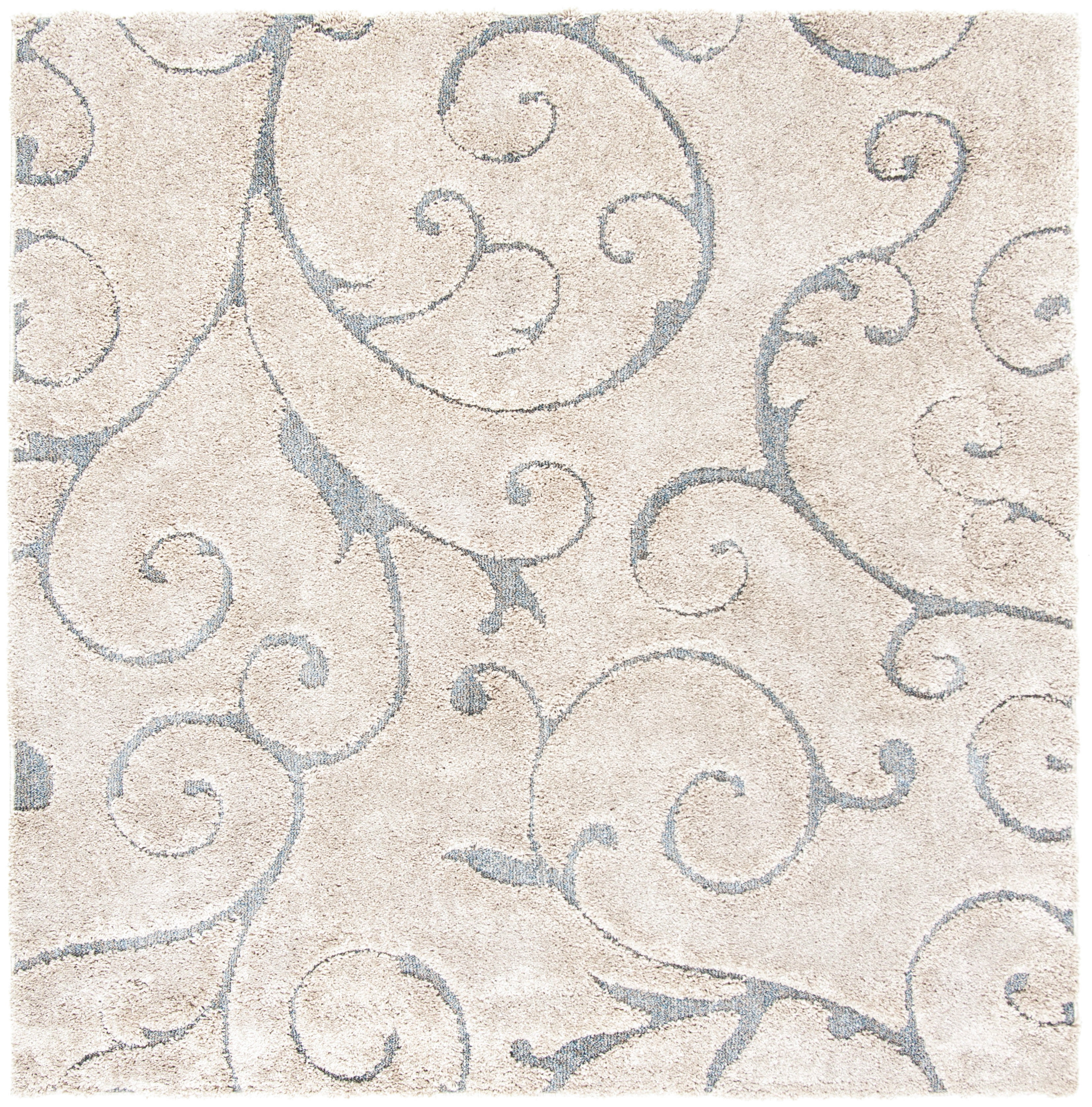 SAFAVIEH Florida Declan Geometric Swirls Shag Area Rug, Dark Brown/Ivory, 4' x 6'