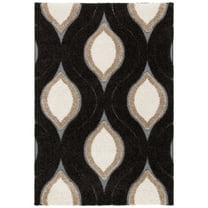 SAFAVIEH Florida Declan Geometric Swirls Shag Area Rug, Dark Brown/Ivory, 6' x 9'
