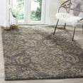 thumbnail image 1 of SAFAVIEH Florida Desmond Damask Plush Shag Area Rug, Grey/Beige, 5' x 5' Round, 1 of 9