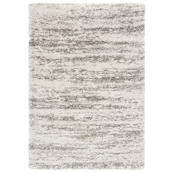 SAFAVIEH Florida Desmond Damask Shag Area Rug, Grey/Beige, 6'7" x 6'7" Square
